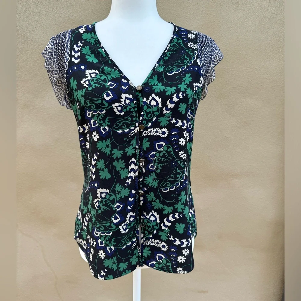 STUNNING Veronica Beard SILK floral printed Boho top size 4 S price firm !